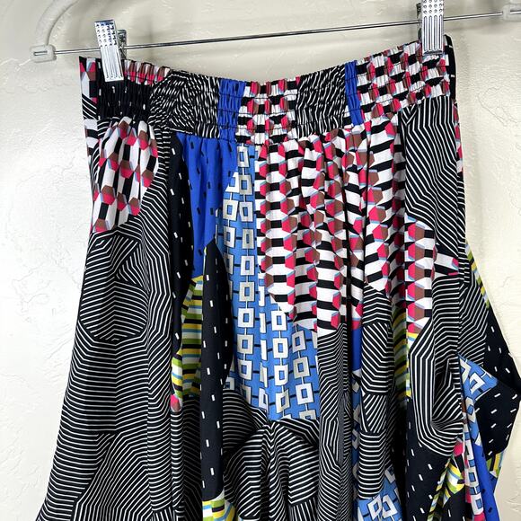 AKIRA CHICAGO Black Label NWOT Multi Print High Waist Asymmetrical Ruched Skirt - Picture 7 of 8